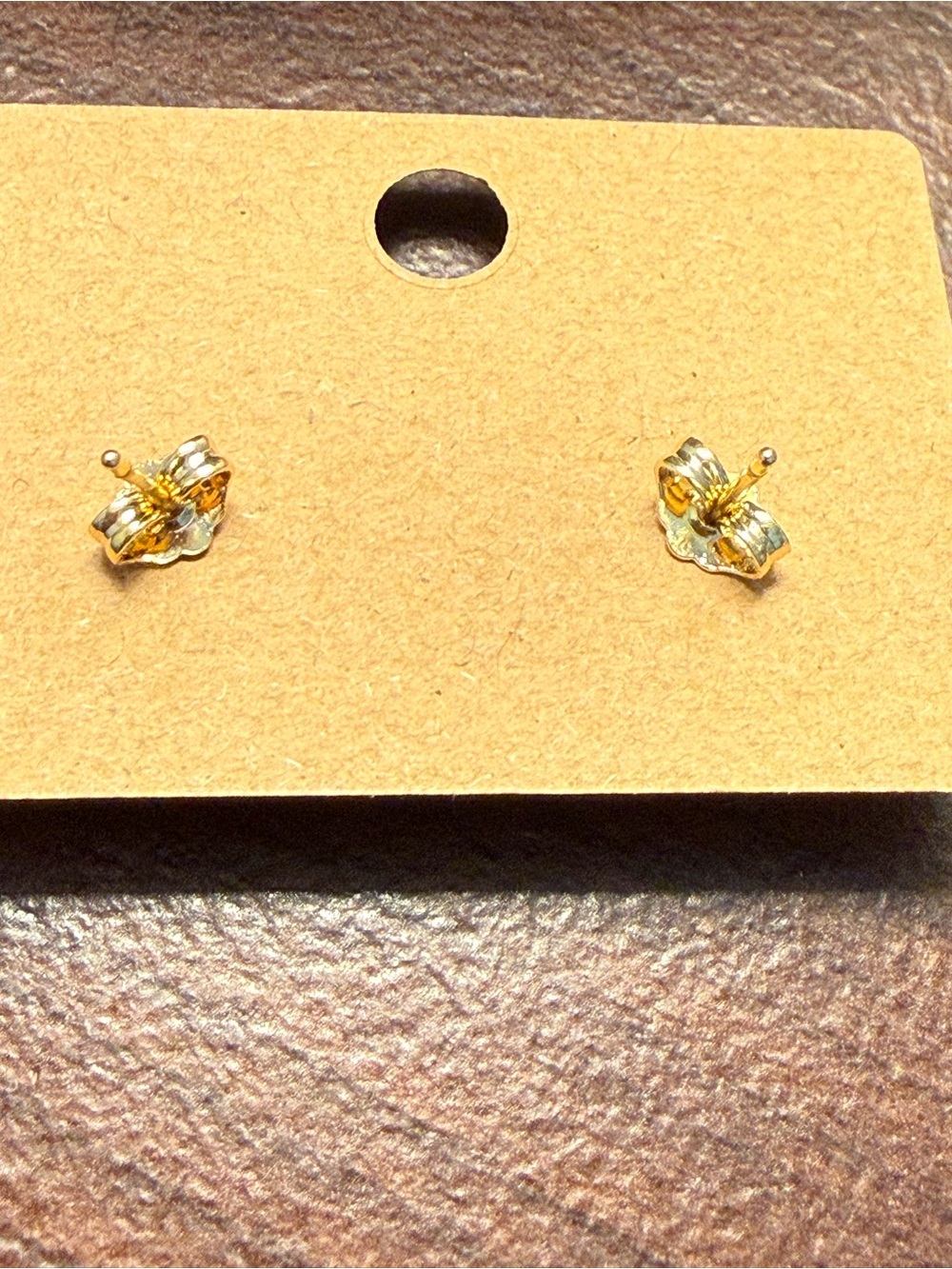 Stud Cubic Zirconia Earrings Dazzling Gold-tone 1/2” - Picture 3 of 4